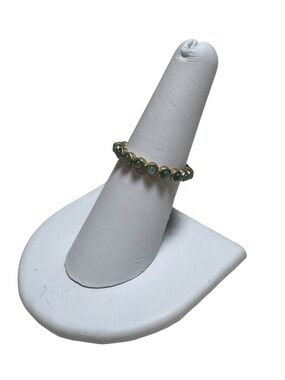 925 Gold Toned Green Stone Ring